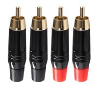 KUOQIY 4 PCS Pure Copper RCA Plug Audio Video Connector, RCA Male Solder Plug, for Multimedia and CCTV (2 Black + 2 Red)