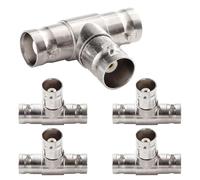 KUOQIY 5 PCS 3-Way BNC Female to Dual Female Adapter, T-Type BNC RF Coaxial Connector for Coaxial Cable, CCTV, Antenna