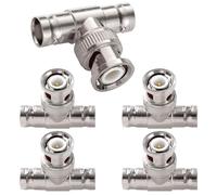 KUOQIY 5 PCS 3-Way BNC Male to Dual Female Adapter, T-Type BNC RF Coaxial Connector for Coaxial Cable, CCTV, Antenna