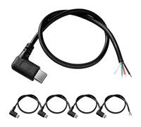 KUOQIY 5 PCS 30cm 22AWG Right Angle USB Type C Male Plug Pigtail Power Cable, 5V 3A USB C to 4 Pin Bare Wire Open End Wire, USB Type C Pigtail Cable Extension Power Cable, for DIY LED Strips