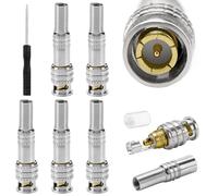 KUOQIY 5 PCS BNC Male Coaxial Connector, RG59 RG6 Screw-lock Terminal Adapter, Solderless Spring Coaxial Terminal Screw On Brass Connector Q9 Plug to RG59 for CCTV Camera, with a Screwdriver