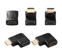 KUOQIY 5 PCS HDMI Angled Adapter Combo, 90 Degree and 270 Degree Right Angle, 90 Degree Left and Right Angled Vertical Flat HDMI Adapter, HDMI Female to Female Connector