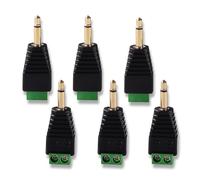 KUOQIY 6 PCS 3.5mm Screw Terminal, 3.5mm TS Mono Male to 2 Pin Female Screw Terminal, AUX Headphone Balun Solderless Converter Adapter with Screwdriver
