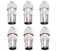 KUOQIY 6 PCS Metal TV Aerial Coaxial Plug, 3 Male & 3 Female TV Aerial Coaxial Cable Connector Adaptor for RF Cable, Aerial Coaxial Adaptor, Nickel-Plated