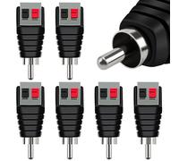 KUOQIY 6 PCS RCA Male to 2 Screw Terminal Strip Speaker Phono, RCA to Speaker Wire Adapter, Video Audio Spring Press Type Balun for CCTV