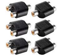 KUOQIY 6 PCS RCA Splitter Adapter, RCA 1 Female to 2 Female Phono Connector AV Video Y Splitter, for Subwoofer, Amplifier, TV, Digital Audio, Nickel Plated