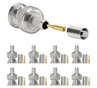 KUOQIY 8 PCS BNC Male Crimp-on Connector for RG59 RG8 Coaxial Cable, Male BNC Plug Crimp Connector Kits for CCTV Camera Connection, including Connectors, Pin, Ferrule