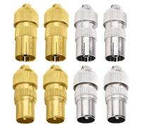 KUOQIY 8 PCS Metal TV Aerial Coaxial Plug, 4 Male & 4 Female TV Aerial Coaxial Cable Connector Adaptor for RF Cable, Aerial Coaxial Adaptor