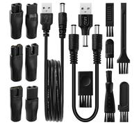 KUOQIY 9 PCS Shaver Charger Kit, 5V USB Shaver Charger Cable, Replacement Power Cord Adapter, with 6 PCS Brush, for Various Electric Hair Clippers, Grooming Instruments