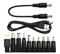KUOQIY Universal DC Power Adapter Tips Kit, 10 PCS 5.5 X 2.1mm DC Barrel Jack Adapter, with 2 PCS Cable, for Fans, Routers, Desk lamps, Computers