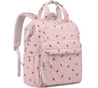 Kuosdaz Crochet Bag Backpack, Yarn Storage, Large Crochet Storage Organizer for Knitting & Crochet Accessories, Kawaii Corduroy Crochet Supplies, Mother‘s Day Gifts for Women, Pink Strawberries