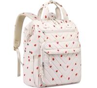 Kuosdaz Crochet Bag Backpack, Yarn Storage, Large Crochet Storage Organizer for Knitting & Crochet Accessories, Kawaii Corduroy Crochet Supplies, Gifts for Women, Beige Strawberries