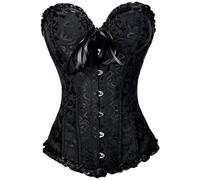 KUOSE Womens Black Basque Body Shaper Overbust Corset Top Plus Size S-6XL