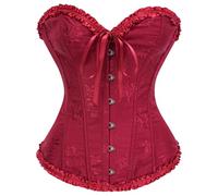 KUOSE Womens Black Basque Body Shaper Overbust Corset Top Plus Size S-6XL