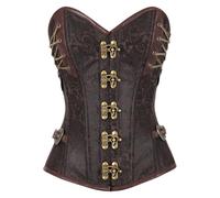 KUOSE Women's Faux Leather Gothic Steampunk Basque Bustier Shapewear Spiral Steel Boned Corset Top