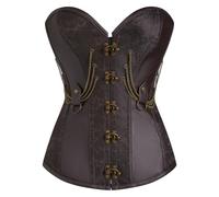 KUOSE Women's Faux leather Gothic Steampunk Basque Bustier Shapewear Spiral Steel Boned Corset Top
