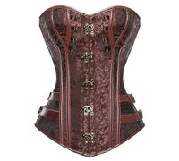 KUOSE Women's Faux leather Gothic Steampunk Basque Bustier Shapewear Spiral Steel Boned Corset Top