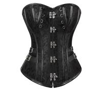 KUOSE Women's Faux leather Gothic Steampunk Basque Bustier Shapewear Spiral Steel Boned Corset Top