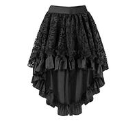 KUOSE Women's Gothic Steampunk Lace Asymmetrical High Low Vintage Skirt Black