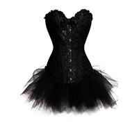 KUOSE Women's Plus Size Lingerie Burlesque Corset with Tutu Skirt Halloween Outfit Sets