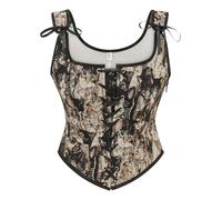 KUOSE Women's Renaissance Corset Top Floral Print Lace-up Vintage Medieval Corsets Vest