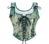 KUOSE Women's Renaissance Corset Top Floral Print Lace-up Vintage Medieval Corsets Vest