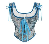 KUOSE Women's Renaissance Corset Top Floral Print Lace-up Vintage Medieval Corsets Vest