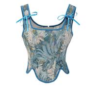 KUOSE Women's Renaissance Corset Top Floral Print Lace-up Vintage Medieval Corsets Vest