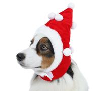 Kuoser Christmas Dog Santa Hat with Adjustable Strap - Festive Pet Costume for Small to Large Dogs Cute Xmas Outfit for Holiday Parties, Red S