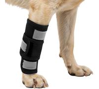 Kuoser Dog Elbow Protector Front Leg Brace, Anti Licking Sleeve for Dogs, Reflective Dog Leg Support, Adjustable Wound Protector for Injury Recovery & Arthritis, Black S/M