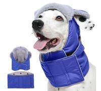 Kuoser Dog Hat with Snood 2 in 1, Waterproof Dog Winter Hats with Foldable Fuzzy Brim & Adjustable Snap Buttons Hats for Dogs with ear holes, Puppy Scarf Hat for Small Medium Large Dogs in Snow Days
