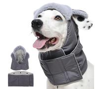 Kuoser Dog Hat with Snood 2 in 1, Waterproof Dog Winter Hats with Foldable Fuzzy Brim & Adjustable Snap Buttons Hats for Dogs with ear holes, Puppy Scarf Hat for Small Medium Large Dogs in Snow Days