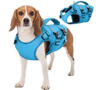 Kuoser Dog Life Jacket Medium, Blue, Oxford/Nylon, M, 1 count, Reflective, Rescue Handle, D Ring, Medium Breeds, Adult, Summer, Spring, Waterproof, Machine Wash