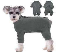 Kuoser Dog Long Sleeve Recovery Suit, Puppy Onesie Bodysuit After Surgery Shirt for Shedding Skin Disease Wound Protection, Pet Pajamas Anti-Licking Cone Alternative for Small Medium Large Dogs, Grey