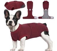 Kuoser Dog Recovery Suit for Surgery - Adjustable Medical Bodysuit for Male & Female Dogs, Post-Operative Protective Shirt, Cone Alternative, Red XS