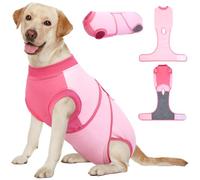 Kuoser Dog Recovery Suit L - Post Surgery Suit for Female & Male Dogs, Adjustable Surgical Onesie with Open Belly Design, Breathable Body Suit for Dogs After Surgery, Pink