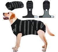 Kuoser Dog Recovery Suit Post Surgery Anti-Lick Onesie, Black Stripe XL