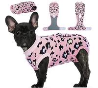 Kuoser Dog Surgery Recovery Suit, Pet Leopard Printed Recovery Shirt Dog After Surgery Vest for Abdominal Wounds Skin Disease, E-Collar & Cone Alternative, Prevent Licking Dog Onesies, Pink