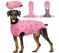 Kuoser Dog Surgery Recovery Suit Surgical Wound Protector, Pink Ribbon XL