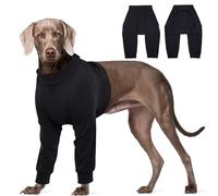 Kuoser Dog Surgery Recovery Suit with Legs Sleeve Wound Protector, Black L