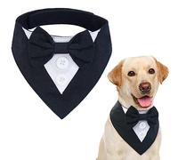 Kuoser Dog Tuxedo, Formal Wedding Bandana Collar with Bow Tie Birthday Costume Adjustable Pet Party Tux Attire, Valentines Outfit Cosplay for Small Medium Large Pets, black