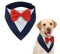 Kuoser Dog Tuxedo, Formal Wedding Bandana Collar With Bow Tie, Birthday Costume, Adjustable Pet Party Tux, Valentines Outfit Cosplay for Small Medium Large Pets
