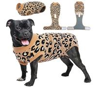 Kuoser Leopard Printed Dog Surgery Recovery Shirt, Abdominal Wounds Skin Disease, E-Collar & Cone Alternative, Prevent Licking, Brown, Medium, Cotton Blend