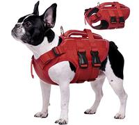 Kuoser S Dog Life Jackets for Small Medium Large Dogs, Adjustable High Visibility Jacket with Rescue Handle, Ripstop Flotation Vest Pet Lifesaver Puppy Swimsuits Swimming Pool Red
