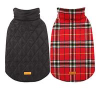 Kuoser Warm Reversible Dog Coat - Waterproof Winter Jacket, British Style Plaid Cold Weather Clothes, Cozy Snow Vest for Small Medium Large Dogs - Bright Red XXL