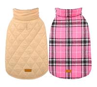 Kuoser Warm Reversible Waterproof Winter British Plaid Dog Clothes Pink 2XL