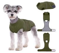Kuoser XS Dog Surgery Recovery Suit, Green, Cotton, Spandex, Adjustable, Magic Tape Closure, Protective Belly Panel, Female, Extra Small, 8.3"-11" Back, 12.6"-15.7" Chest