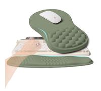 KUOSGM 2-in-1 Ergonomic Set, Wave Rise Keyboard Wrist Rest and Massage Bulge Slope Mouse Pad Wrist Support, Cushion Memory Foam Integrated to Relieve Wrist Pain, Olive Green