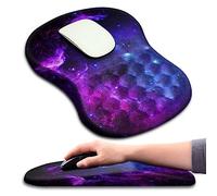 KUOSGM Ergonomic Mouse Pad Wrist Support with Massage Dot, Comfortable Computer Mouse Pad for Laptop, Wrist Rest Pain Relief Mousepad with Non-slip PU Base for Office & Home, 12 x 8 in, Galaxy