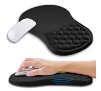 Kuosgm Ergonomic Mouse Pad Wrist Support with Memory Foam Massage Bulge, Carpal Tunnel Pain Relief Mousepad Wrist Rest for Mouse(12x8 inch, Black)